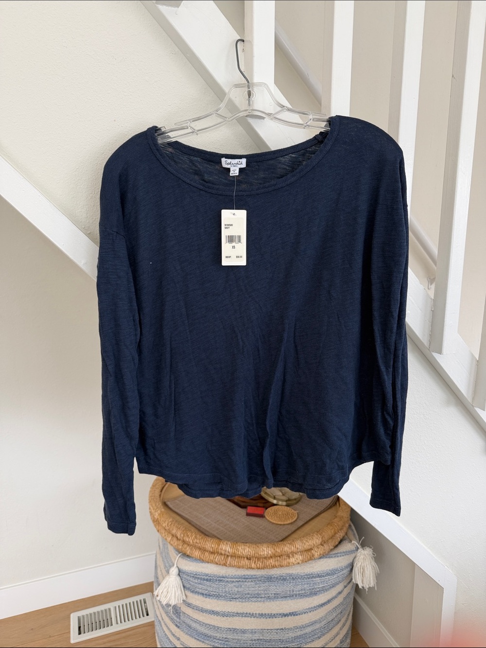 Splendid Navy Lightweight Long Sleeve Crew Tee